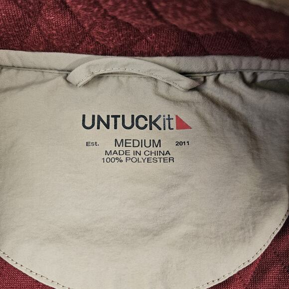 UNTUCKit Pullover Sweater Men's M 1/4 Snap Quilted Red Long Sleeve Carufe 40179 - Picture 2 of 9